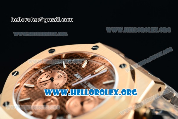 Audemars Piguet Royal Oak 41MM Chronograph Swiss Valjoux 7750 Automatic Rose Gold Case/Bracelet with Brown Dial (EF) - Click Image to Close